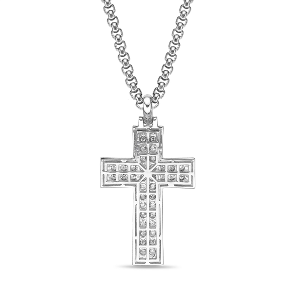 Mens Lynx 1/2ctw. Lab-Grown Diamond Cross Necklace-LGM0025P50SIL