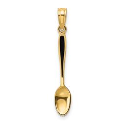 Unisex Gold Classics(tm) 14kt Gold 3D Black Enamel Table Spoon Charm
