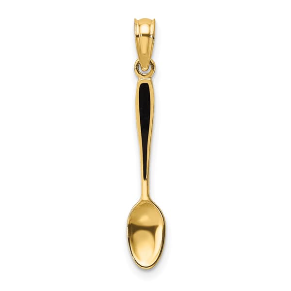 Unisex Gold Classics&#40;tm&#41; 14kt Gold 3D Black Enamel Table Spoon Charm - image 