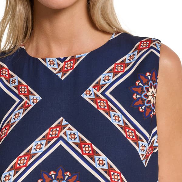 Womens Halston Sleeveless Geometric Scarf Blouse