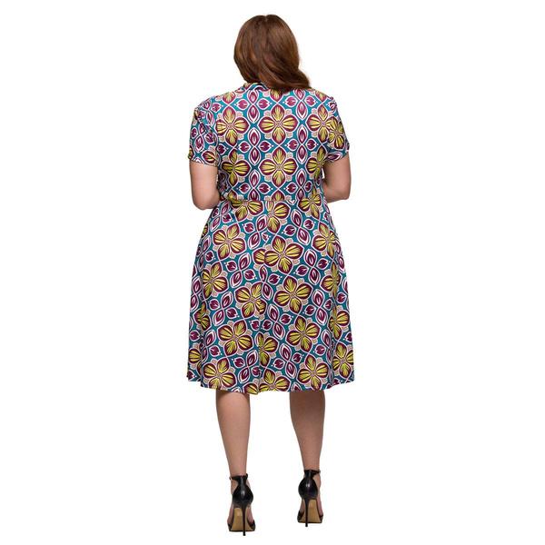 Plus Size 24/7 Comfort Apparel Floral Short Sleeve Wrap Dress
