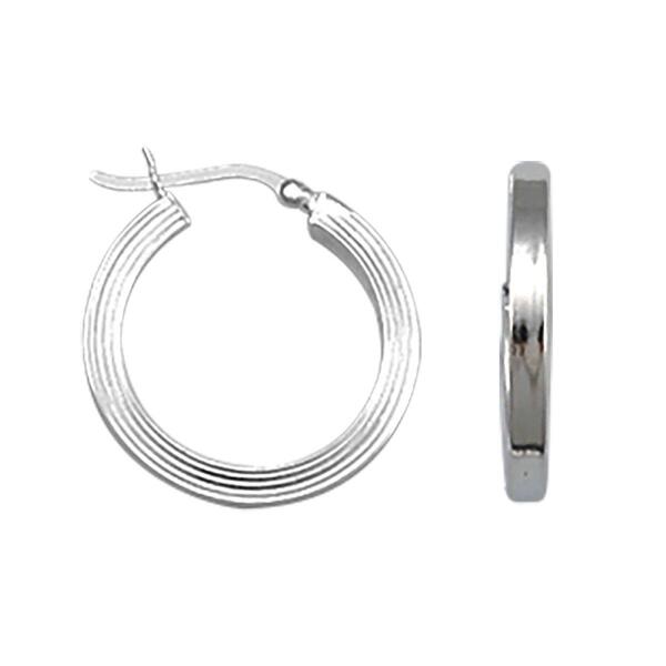 Sterling Silver 25mm Square Tube Hoop Earrings - image 