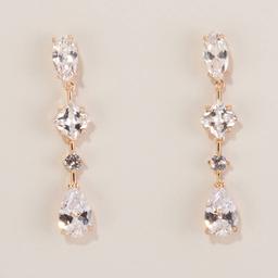 Rosa Rhinestones CZ Linear Drop Earrings