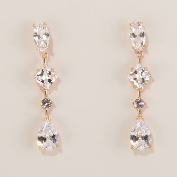 Rosa Rhinestones CZ Linear Drop Earrings - image 