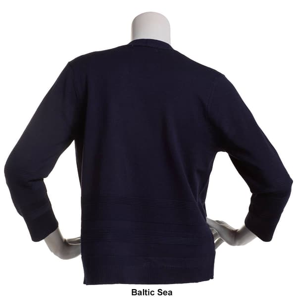 Womens 89th & Madison Bracelet Sleeve Solid Rib Panel Cardigan