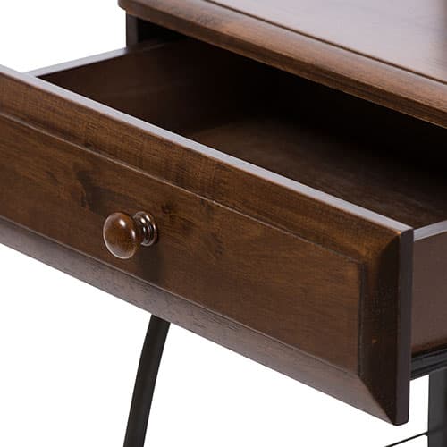 Baxton Studio Jevenci Metal and Walnut Brown Wood Nightstand