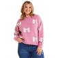 Juniors Plus No Comment Crew Neck Print Pullover Sweater - image 1