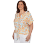 Plus Size Hearts of Palm Fun in the Sun Leaf Tie Front Blouse - image 2