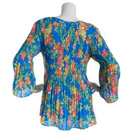 Plus Size Floral & Ivy 3/4 Bell Sleeve Keyhole Floral Blouse