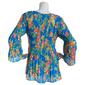 Womens Floral & Ivy 3/4 Sleeve Keyhole Floral Blouse - image 2
