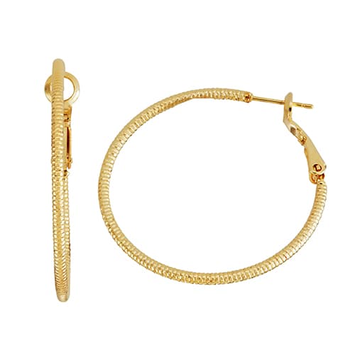 Fine Faux Gold Plated 2mm x 40mm Hoop Earrings