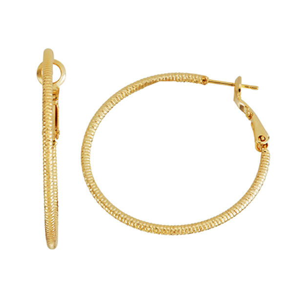 Fine Faux Gold Plated 2mm x 40mm Hoop Earrings - image 