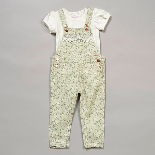 Toddler Girl Kensie Girl 2pc. Solid & Floral Twill Overall Set - image 