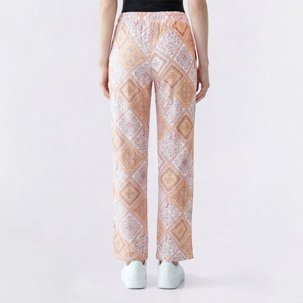 Juniors Pink Rose Linen Smock Super Wide Leg Pants - Egret