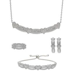 Gianni Argento 4pc. White Gold 0.1ctw. Diamond Heart Set