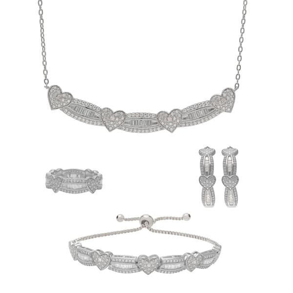 Gianni Argento 4pc. White Gold 0.1ctw. Diamond Heart Set - image 
