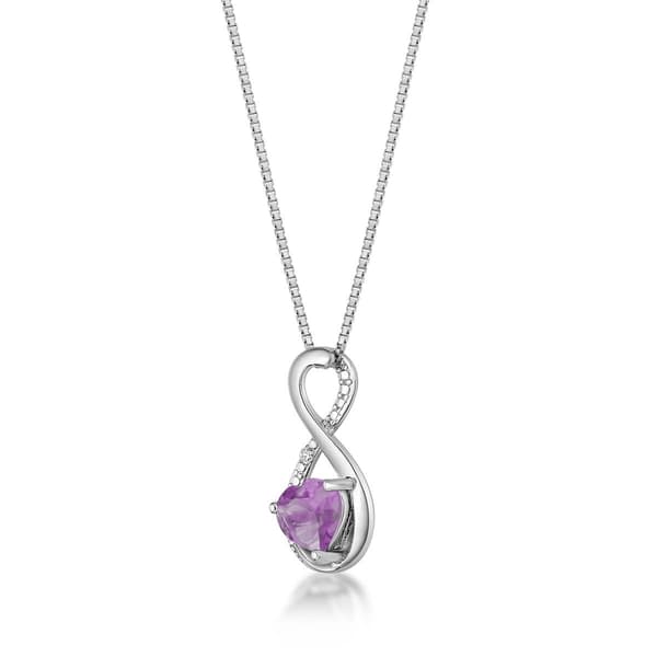 Gemminded  Sterling Silver 6mm Heart Amethyst Pendant