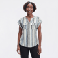 Womens Cure Short Dolman Sleeve Stripe 1/2 Zipper Blouse - image 1