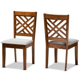 Baxton Studio Caron Grey/Walnut Brown Wood Dining Chairs-Set of 2