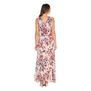 Womens MSK Sleeveless Foil Floral Pleat Maxi Blouson Dress - Boscov's