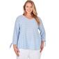 Plus Size Ruby Rd. Patio Party 3/4 Sleeve Ribbon Stripe Blouse - image 1