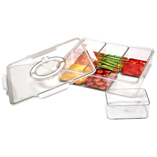 Gourmet Kitchen White Square Petition-6-Compartment Tray
