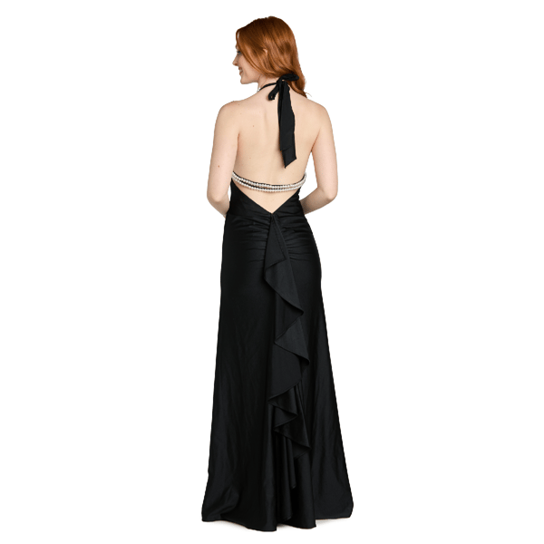 Juniors Morgan &amp; Co. Midnight Halter A-Line Dress