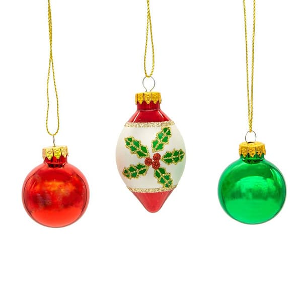 Kurt Adler 35MM Glass Green and Red 12pc. Ornament Set - image 