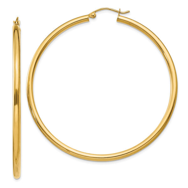 Gold Classics&#40;tm&#41; 14kt. Gold Polished 55mm Hoop Earrings - image 