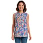 Womens Notations Sleeveless Floral Pleat Button Front Blouse - image 1