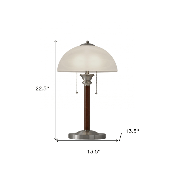 HomeRoots 23in. Silver Metal Standard Table Lamp with White Shade