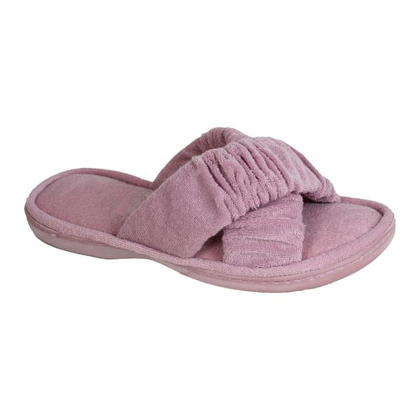 Womens Gold Toe Rouched X-Slide Slippers
