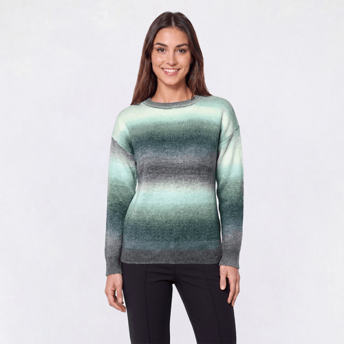 Womens Leo & Nicole Long Sleeve Crew Neck Ombre Yarn Sweater