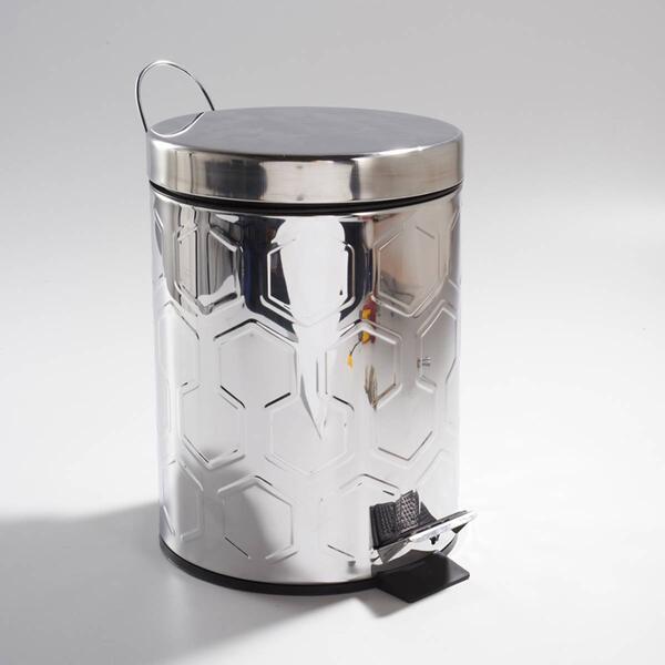 5-Liter Honeycomb Embossed Trash Can - Chrome - image 