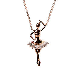 Splendere Sterling Silver Ballerina Necklace