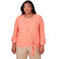 Plus Size Alfred Dunner Tuscan Sunset Solid Texture Tie Hem Top - image 1