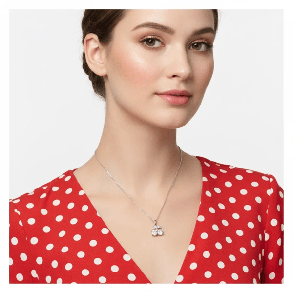 Saffron 1ctw. Moissanite Diamond Twin Cherry Pendant Necklace