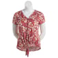 Womens C''est La Vie Short Sleeve Paisley Button/Tie Front Blouse - image 1