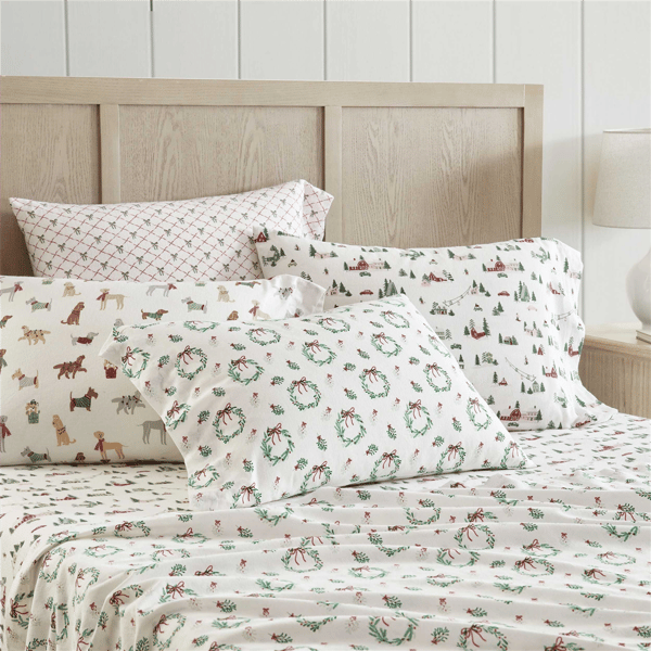 Martha Stewart Holiday Pups Sheet Set