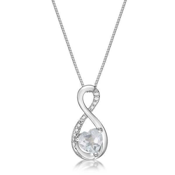 Gemminded Sterling Silver 6mm Heart White Topaz Infinity Pendant - image 
