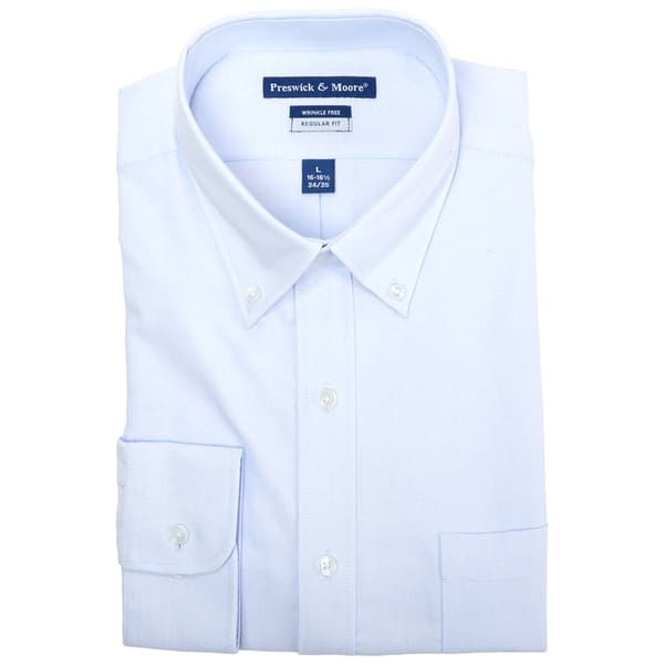 Mens Preswick & Moore(R) Regular Fit Oxford Dress Shirt - Baby Blue - image 