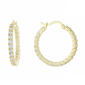 14kt. Gold over Brass 25mm Cubic Zirconia Hoop Earrings - image 1