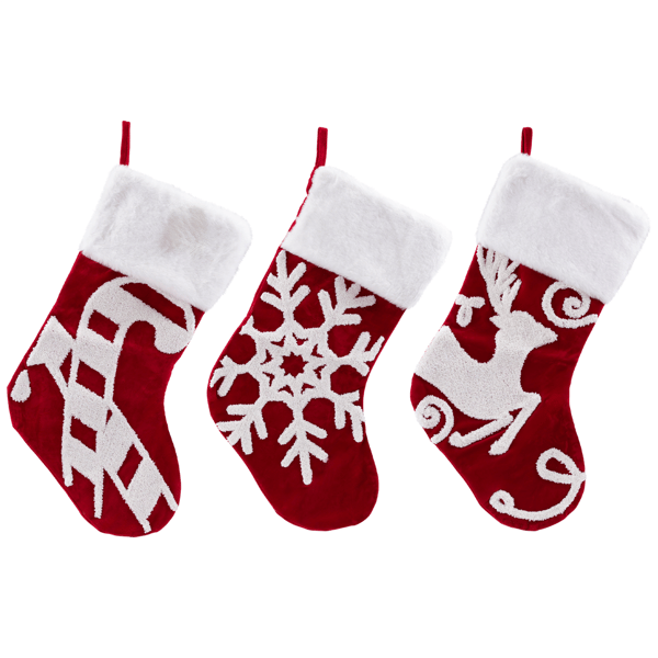 Northlight Reindeer Embroidered Christmas Stockings - Set of 3