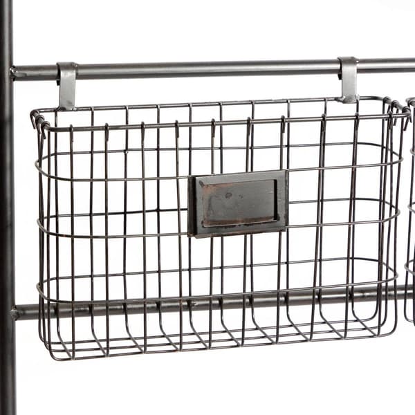9th & Pike&#174; Large Black Metal Basket Wall Rack