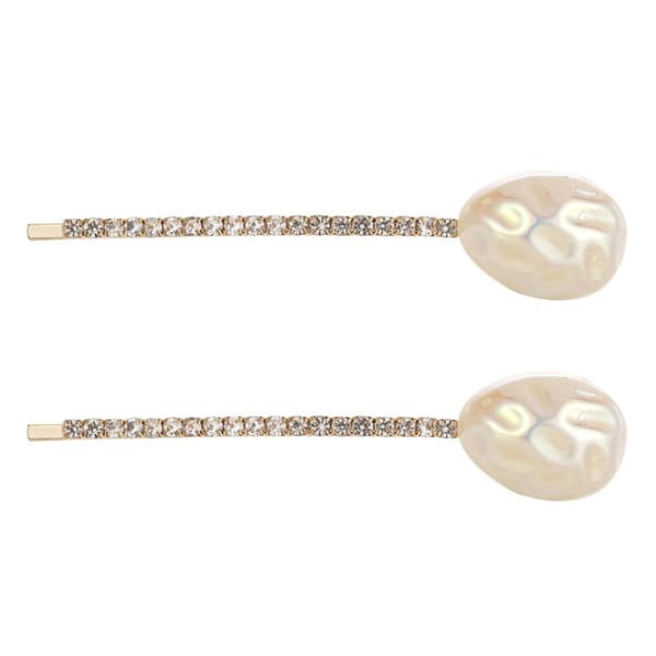 Roman Gold-Tone Pearl & CZ Hair Pins - Set of 2