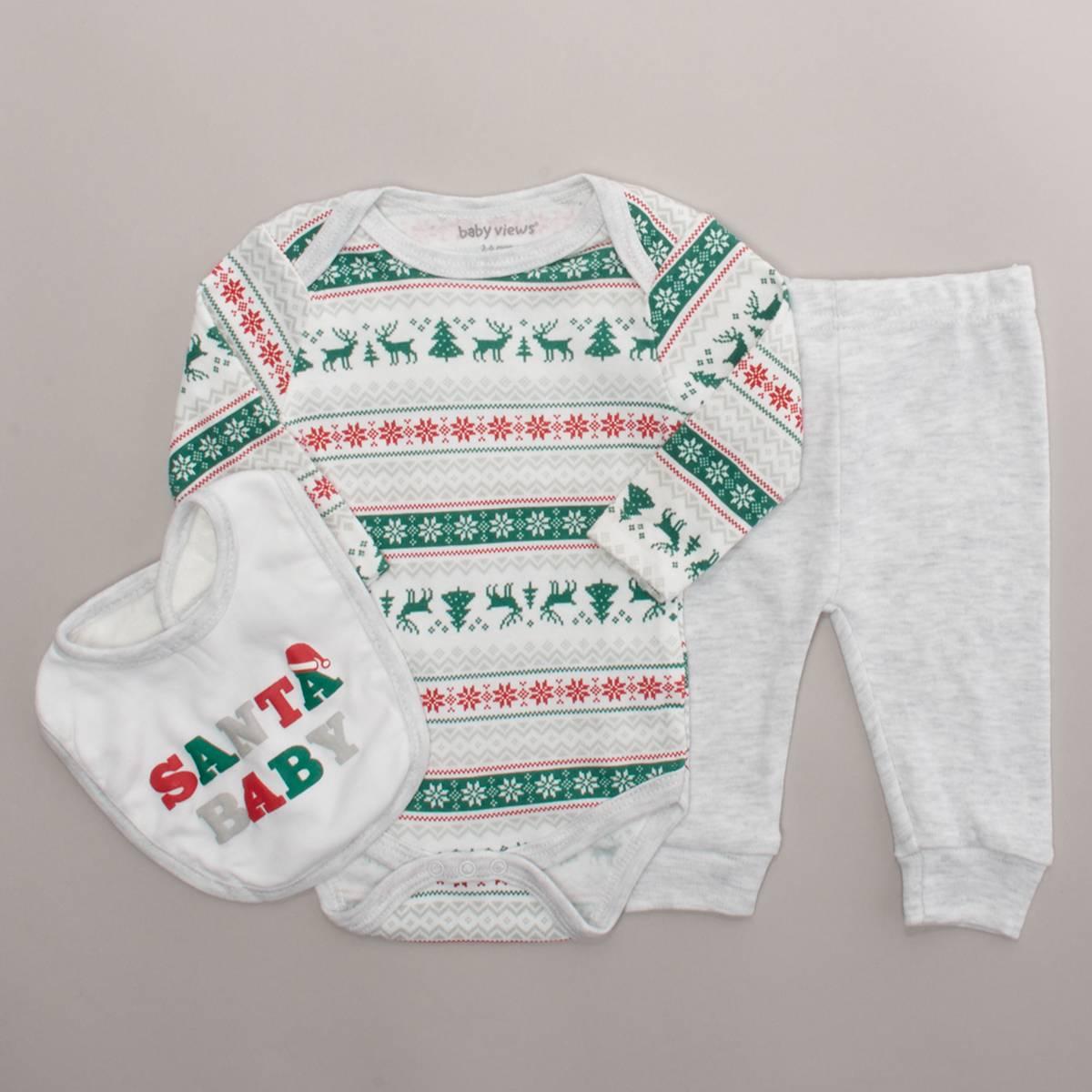 Baby Unisex (NB-9M) baby views Santa Baby 3pc. Bodysuit Set