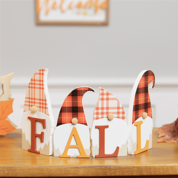 Northlight Plaid Gnomes Fall Harvest Wooden Sign - 10in.