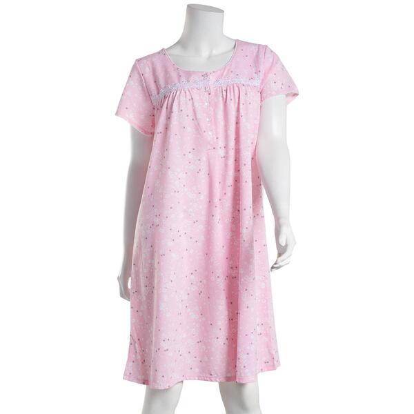 Womens Celestial Dreams Short Sleeve Scatter Floral Nightgown - image 
