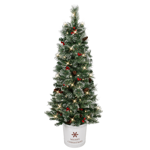 Puleo International 4.5ft. Pre-Lit Potted Pine Christmas Tree - image 