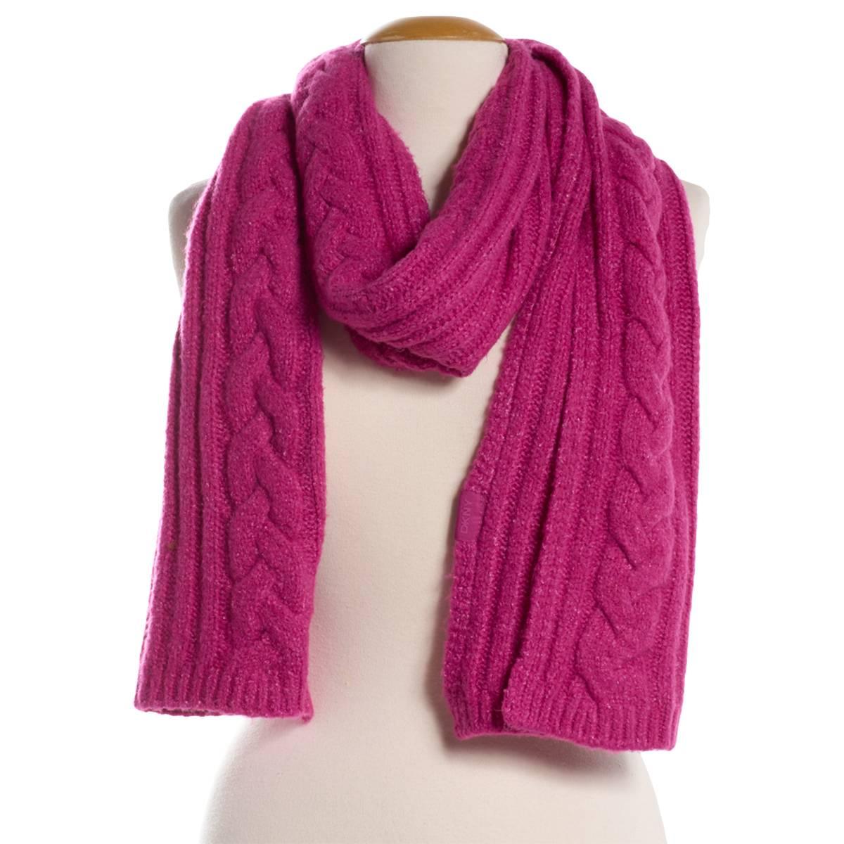 Womens DKNY Solid Cable Knit Scarf